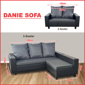 Danie Series3 2-Seater 3-Seater Sofa with Ottoman with Pet-Friendly Color Options