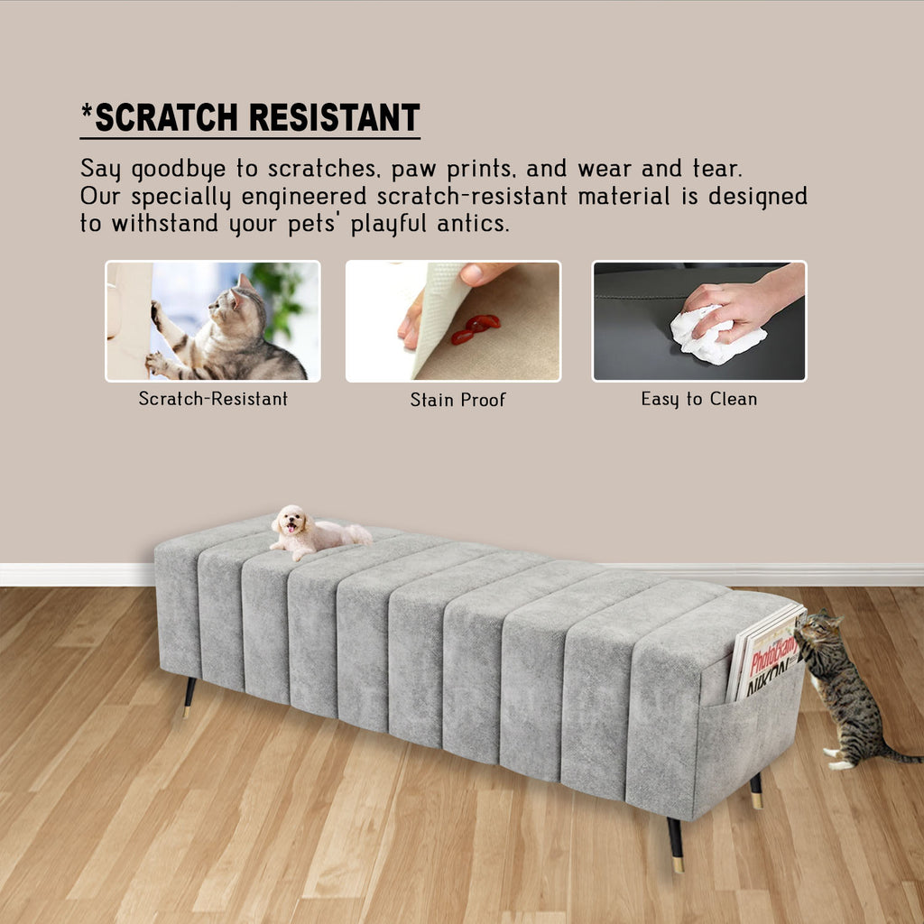Moon Long Bench Chair High Density with Side Storage - 8 Colours