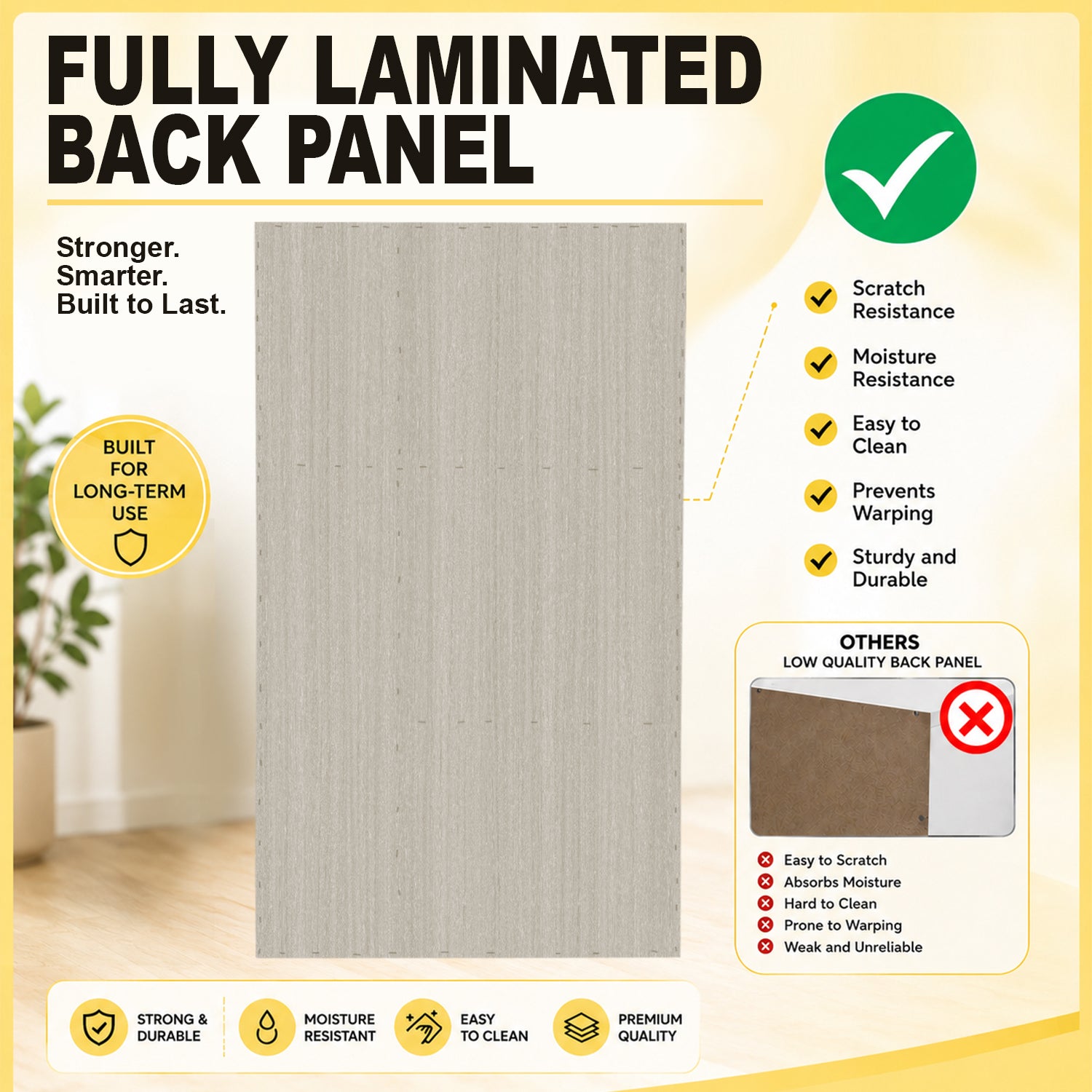 Poland Series CARB-P2 Certified Board 4 Door Tall Wardrobe with Top Cabinet in Ivory & White Colour