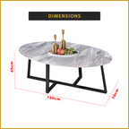 Naomi Center Coffee Table Heat Resistant Glossy Ceramic Top with Steel Legs