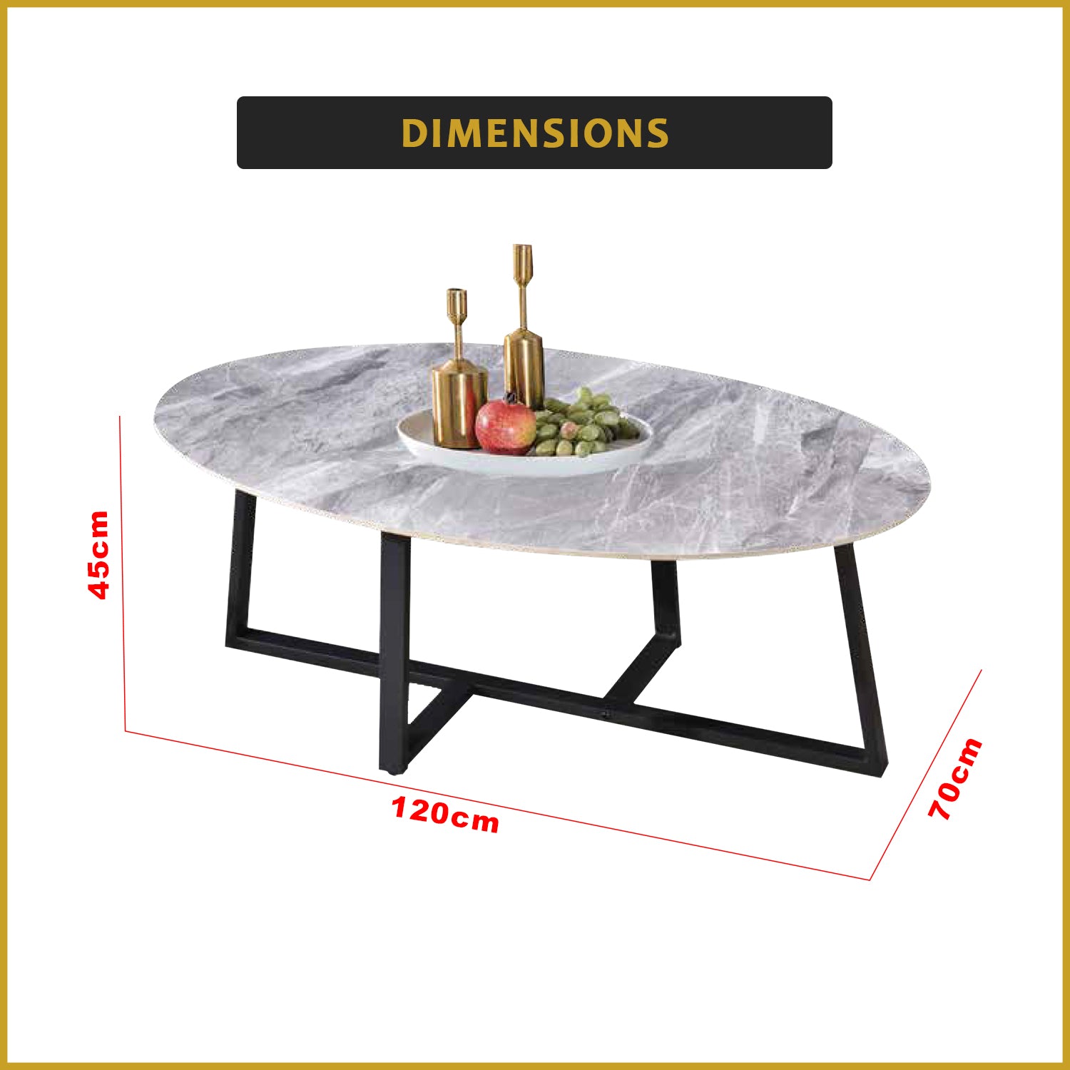 Naomi Center Coffee Table Heat Resistant Glossy Ceramic Top with Steel Legs