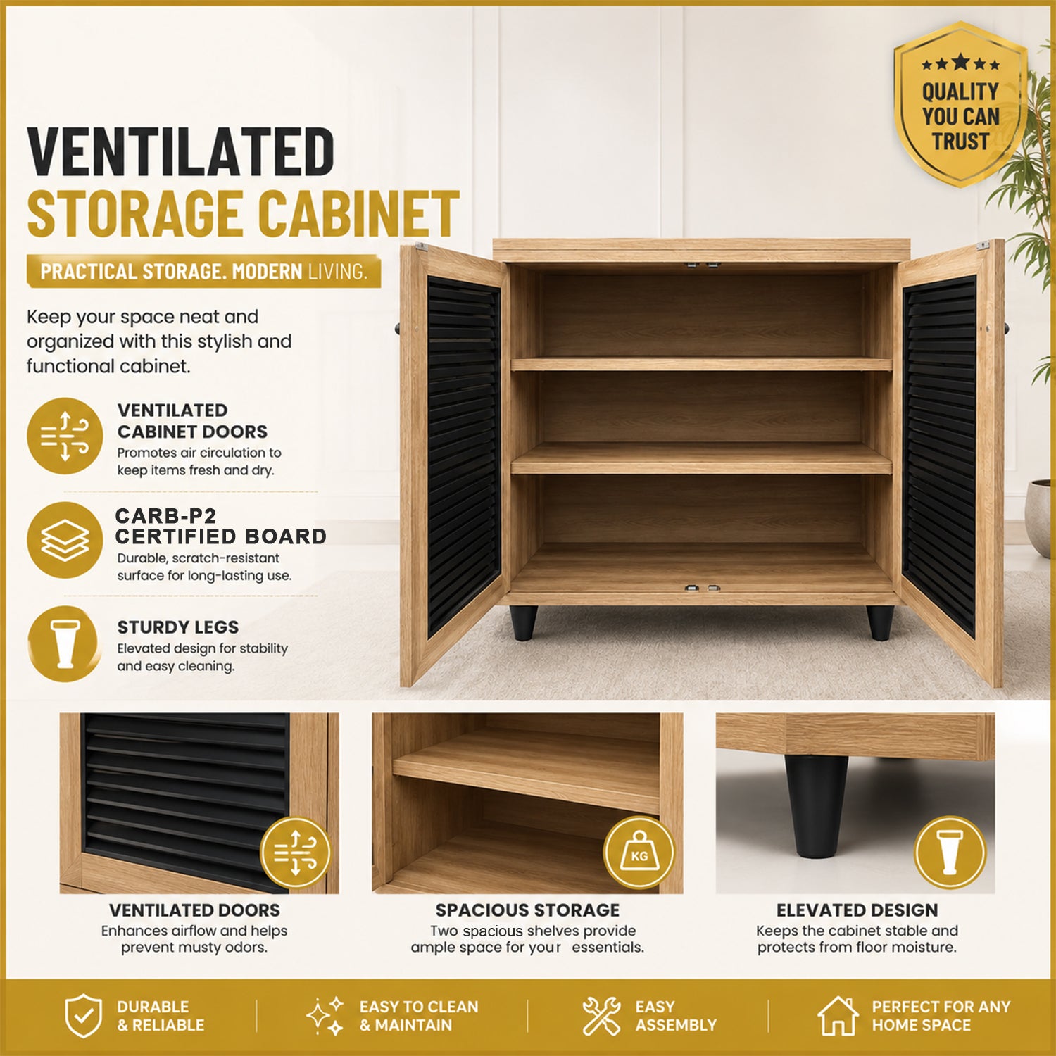 JULIA CARB-P2 Certified 2 Doors 3 Doors Shoe Rack / Shoe Cabinet With Free Installation