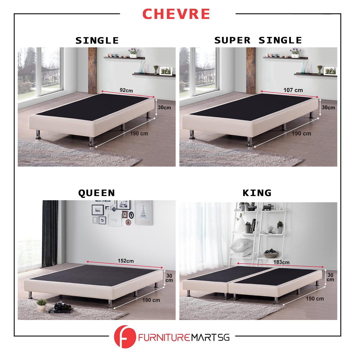 Chevre Divan Bed Frame Pet Friendly Scratch-Resistant Fabric 16 Colours - With Mattress Add-On Options