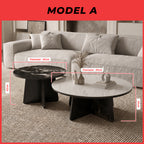 LIVIA Premium Coffee Center Table 2-Piece Set with Tempered Glass Table Top