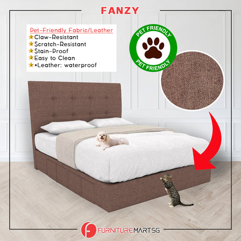 Image of Fanzy Drawer Bedframe Storage Bed All Sizes - Pet-Friendly Option / Mattress Option