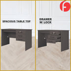 Derek Study Computer Office Table with Drawer w/ Lock in 4 Colours