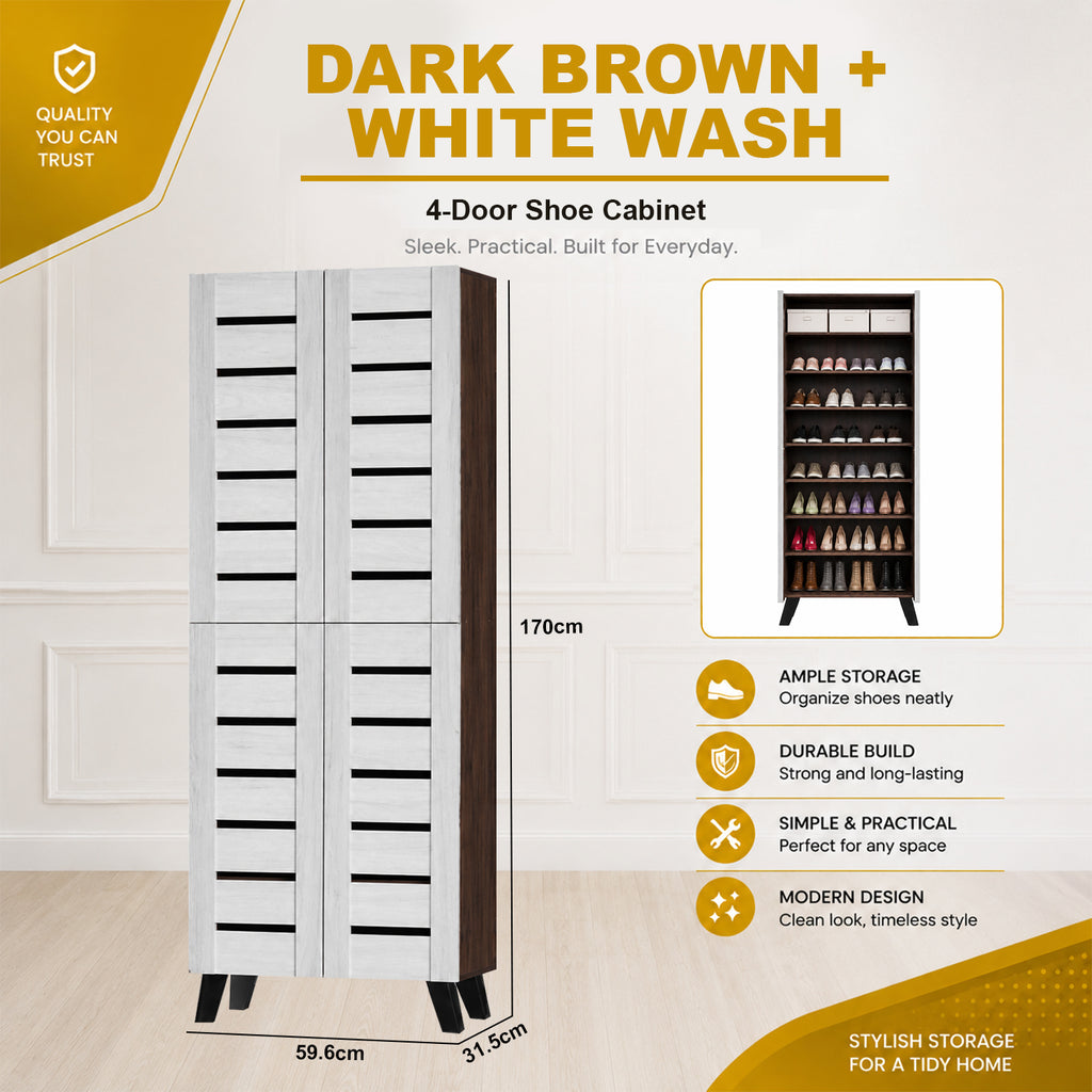 KYLEE 4 Doors Tall Shoe Cabinet Carb-P2 Certified With Air Ventilation Free Installation