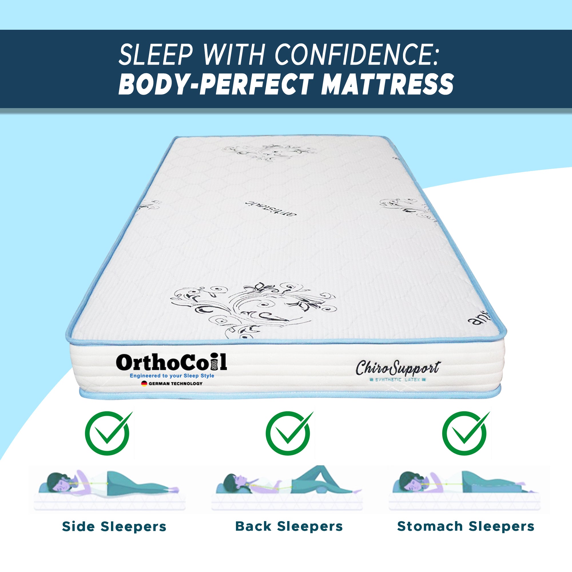 ORTHOCOIL CHIRO SUPPORT 6" Mattress - Full Synthetic Latex w/ Anti-Static Fabric