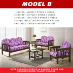 Jewel Living Room Set 4 Wooden Sofa Set Removable Fabric Covers with Coffee Table