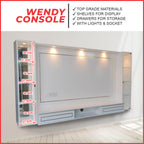 Wendy Hanging TV Console Floating with Socket, LED Light, Display Cabinet & Drawers
