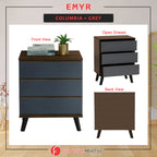 Emyr Series Premium Chest of 3 Drawers Collection Full Laminated Back Panel in 6 Colours