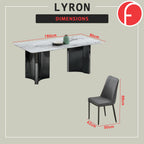 Lyron 1+6 Dining Set Marble Table with PU Leather Chair