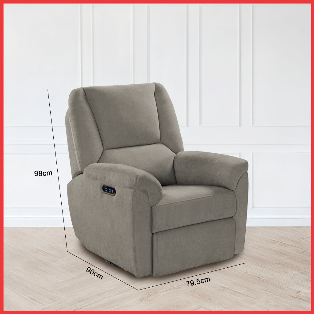 Relazo Single Electric Swivel Recliner Sofa w/ USB Type-C Charging Port PetFriendly (Model A)