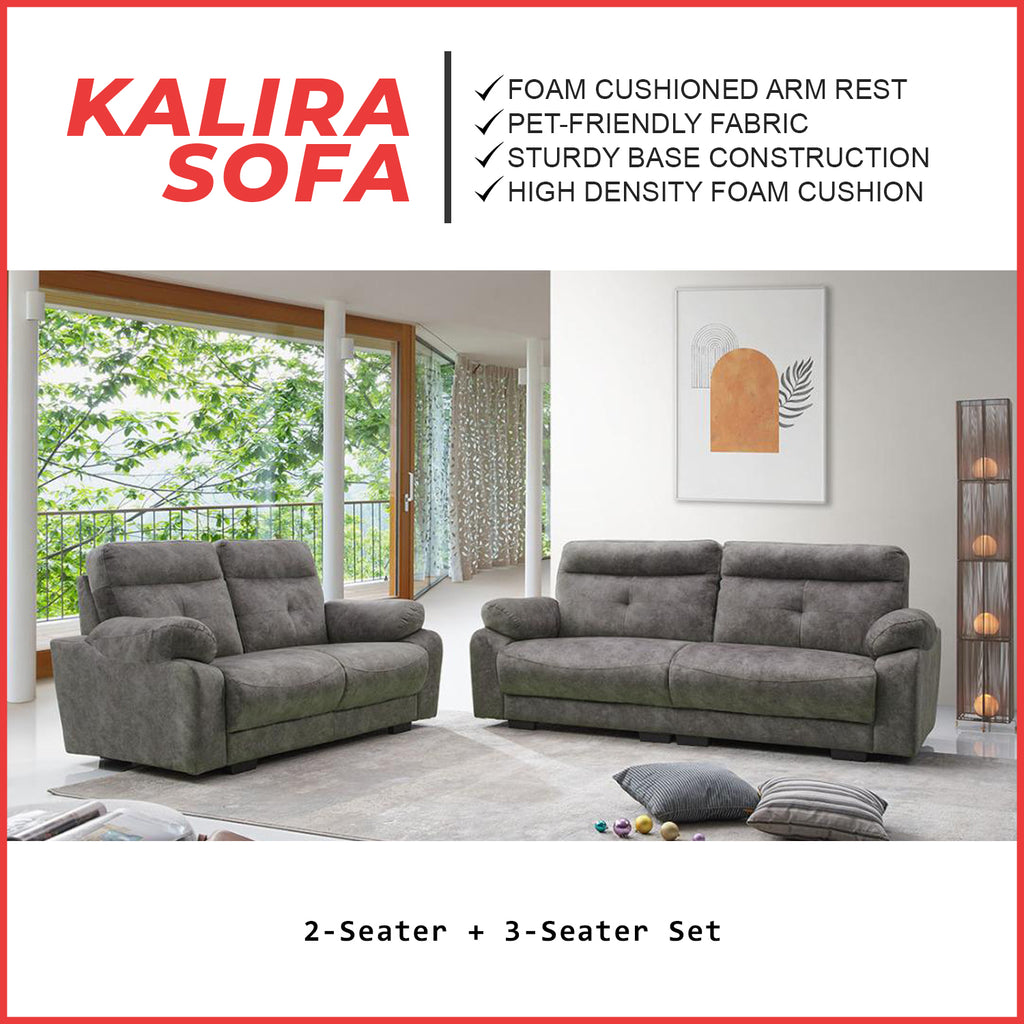Kalira Series 2-Seater + 3-Seater Sofa Set Premium Pet-Friendly Fabric