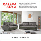 Kalira Series 2-Seater + 3-Seater Sofa Set Premium Pet-Friendly Fabric