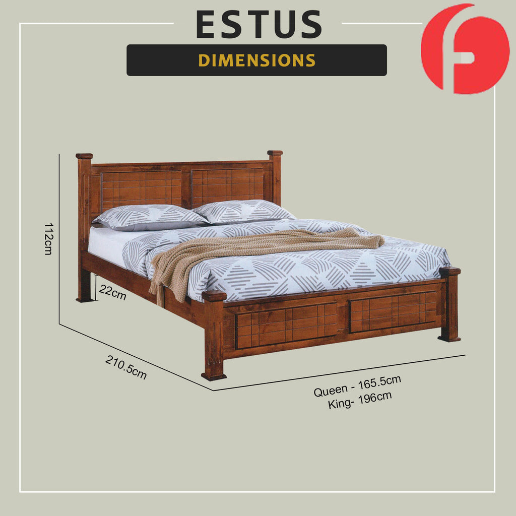 Estus Wooden Bedframe MDF + Veneer W/ Plywood Base Queen/King Size - w/ Mattress Option