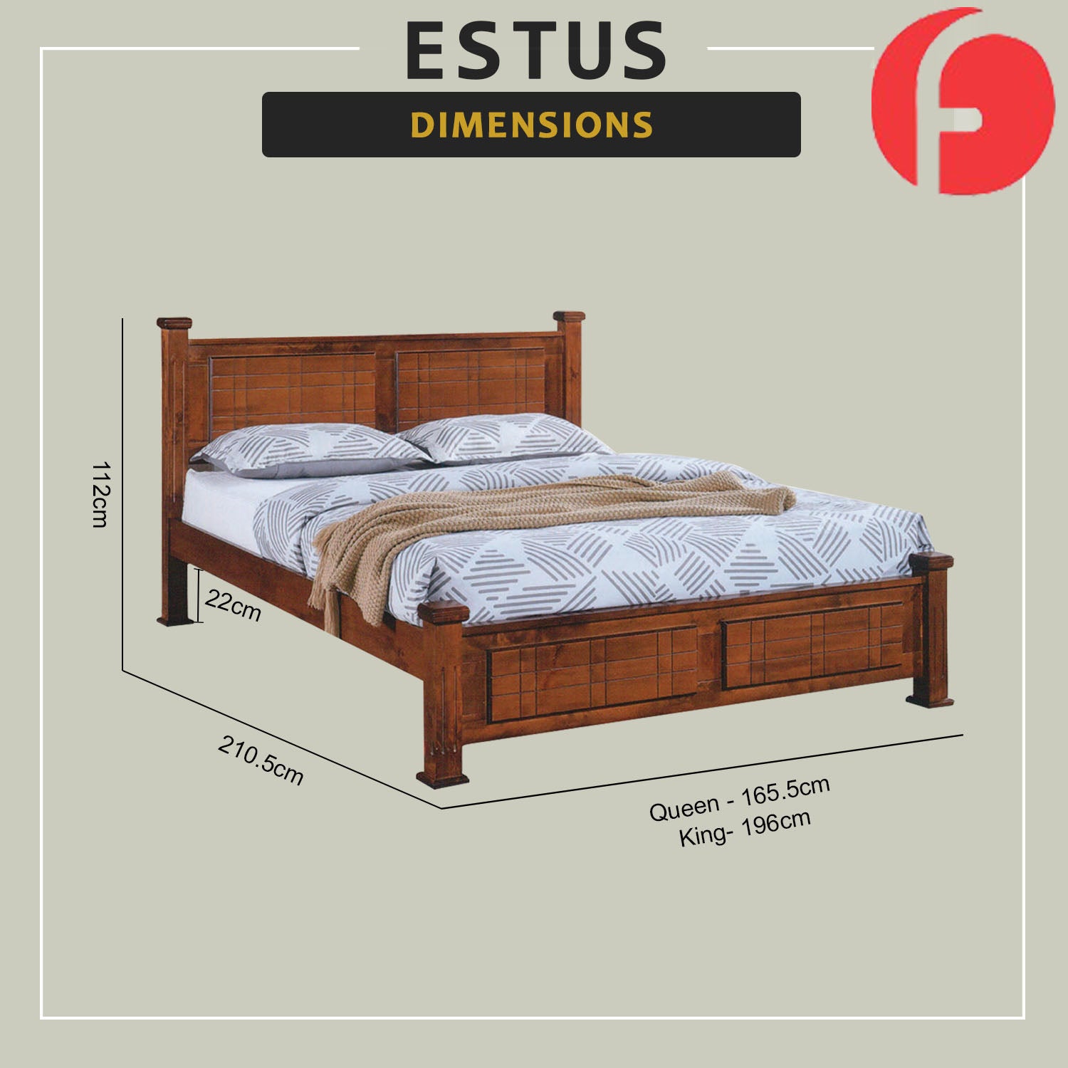 Estus Wooden Bedframe MDF + Veneer W/ Plywood Base Queen/King Size - w/ Mattress Option