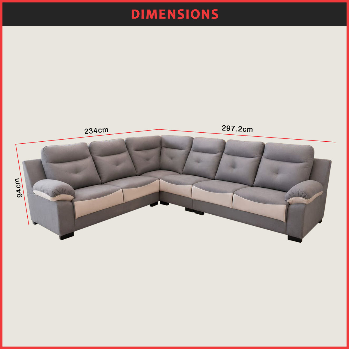 Lowen 5-Seater L-Shaped Corner Sofa with Pet-Friendly Fabric Scratch & Claw-Resistant