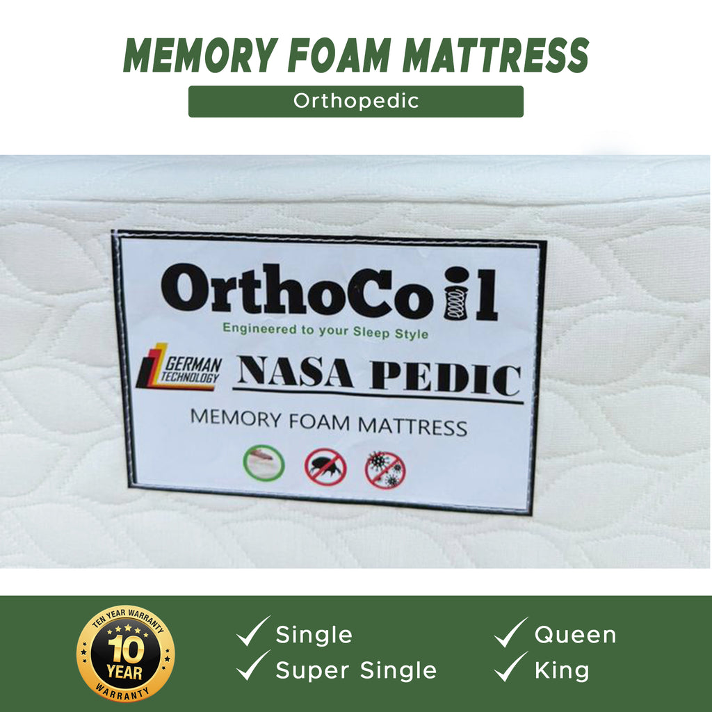 Orthocoil 8" Nasa Pedic Memory Foam Mattress Orthopedic - All Size Available