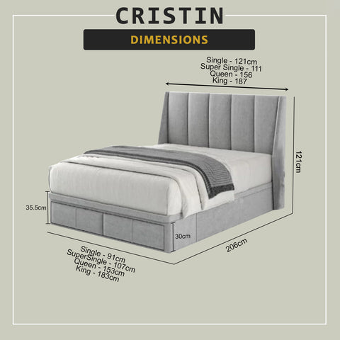Image of Cristin 12" Depth Storage Bedframe w/ Mattress PetFriendly Scratch-resist - All Sizes