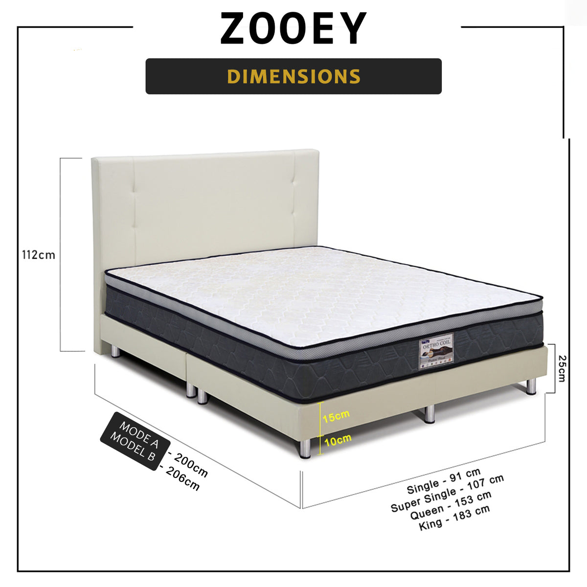 Zooey PetFriendly Scratch-Resistant Bed Frame with Mattress in 48 Colours - All Sizes