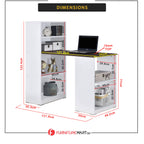 Elias Study Computer Office Table with Shelves Cabinet in 4 Colours