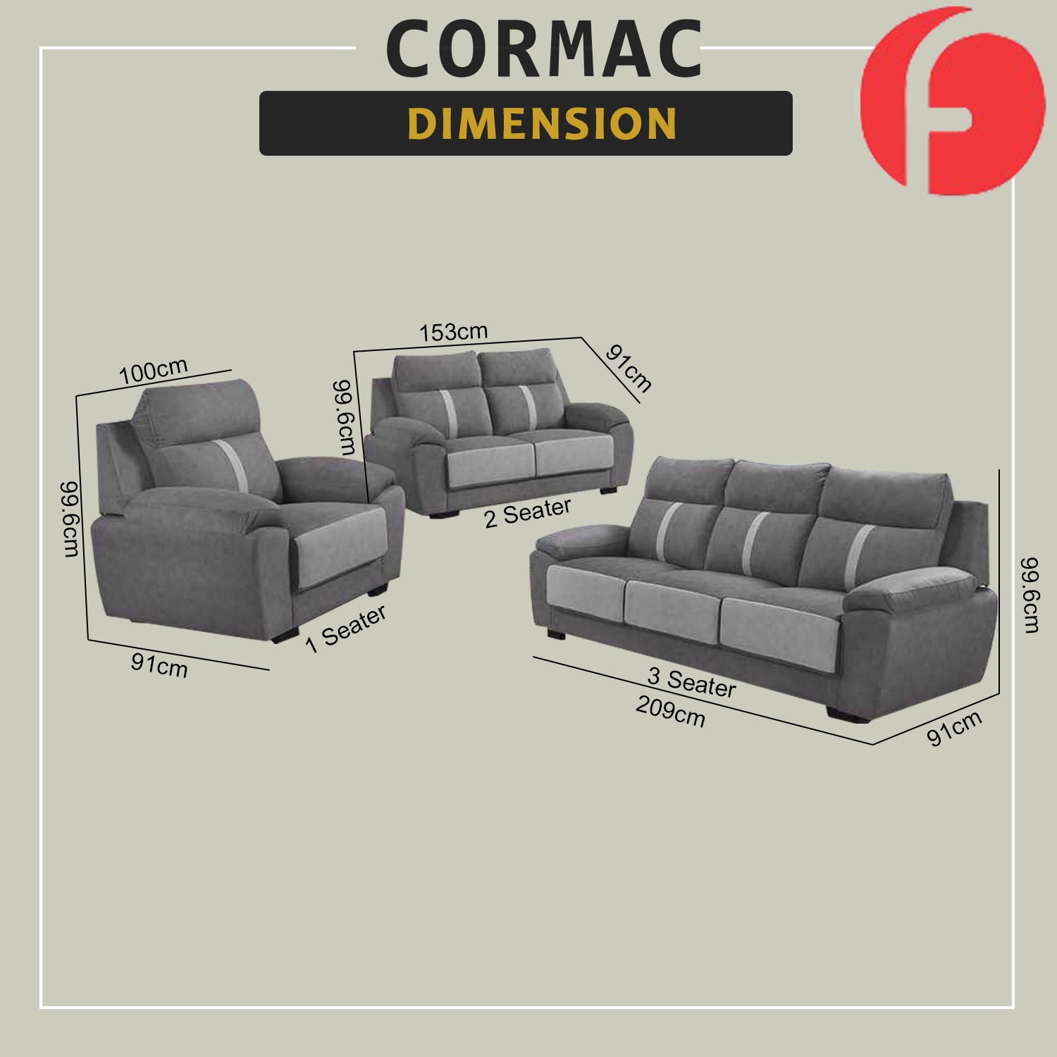 Cormac 1/2/3-Seater High Back Sofa 47 Colour - w/ PetFriendly Fabric/Leather Option