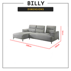 Billy Push Back L-Shaped Sofa in 47 Colour - w/ PetFriendly Fabric/Leather