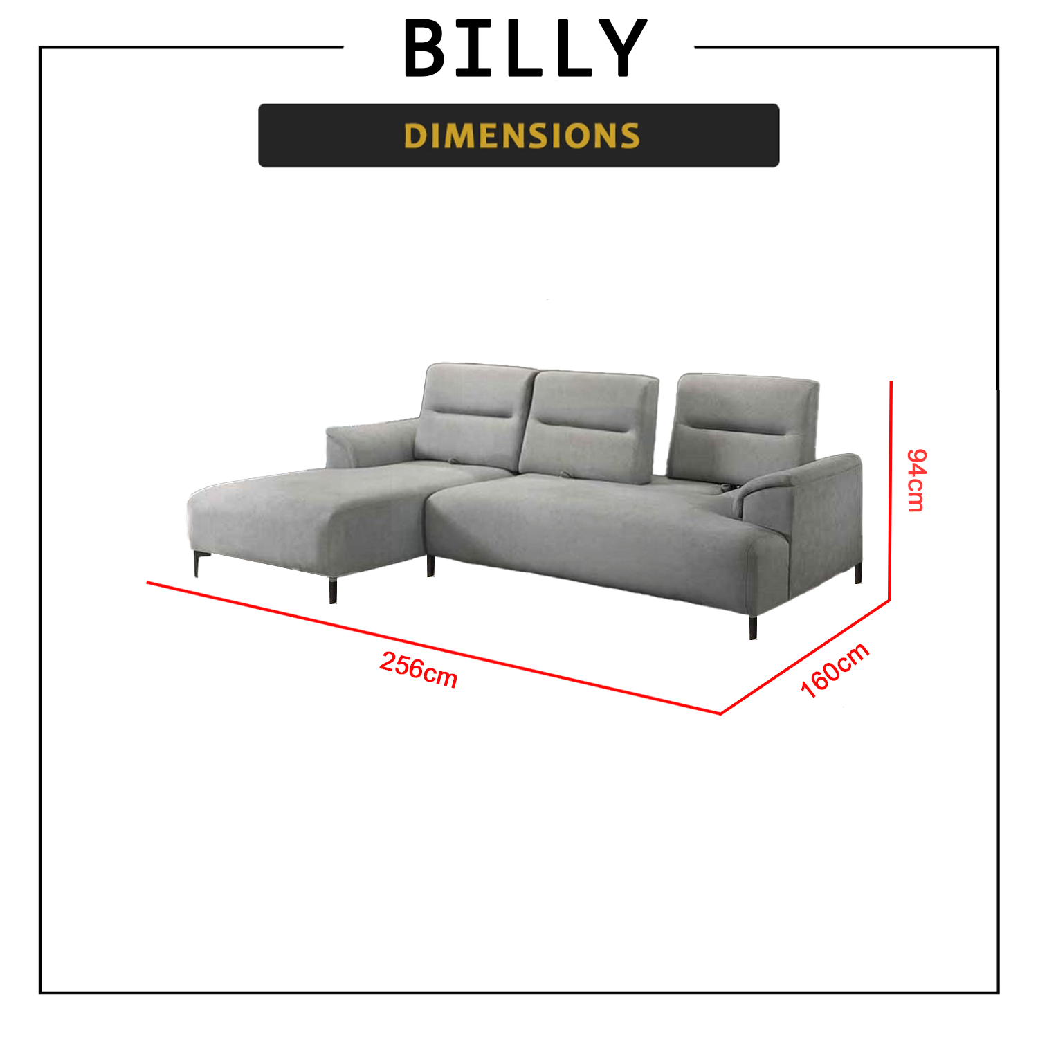 Billy Push Back L-Shaped Sofa in 47 Colour - w/ PetFriendly Fabric/Leather