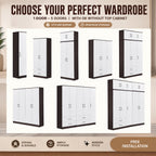 Rome CARB-P2 Certified Board 1-5 Doors Tall Wardrobe with Drawers and Top Cabinet