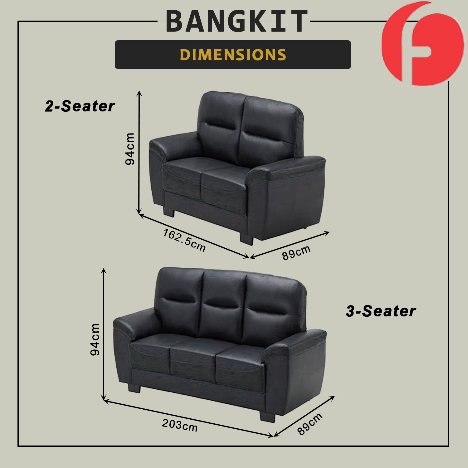 Bangkit Sofa Set 2/3-Seater in 47 Colour -w/ PetFriendly Fabric/Faux Leather Options