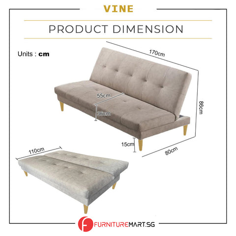 Image of Vine 3-Seater Sofa Bed High Density Foam Cushion w/ PetFriendly Options