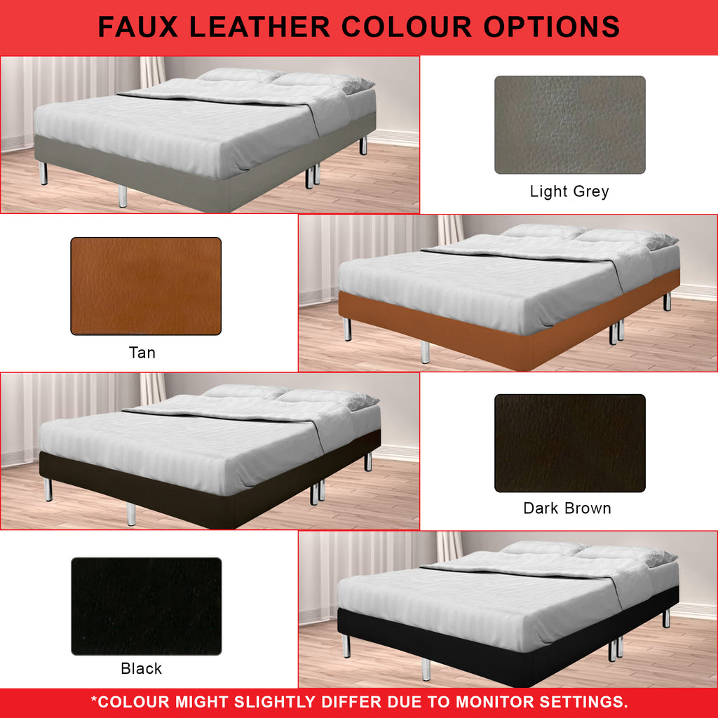 Elise Divan Faux Leather Bed Frame w/ Pet-Friendly Option - All Sizes Available