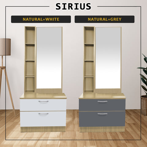 Image of Sirius Dressing Table With Free Stool Laminated Smooth Gliding Drawer In 6 Colours