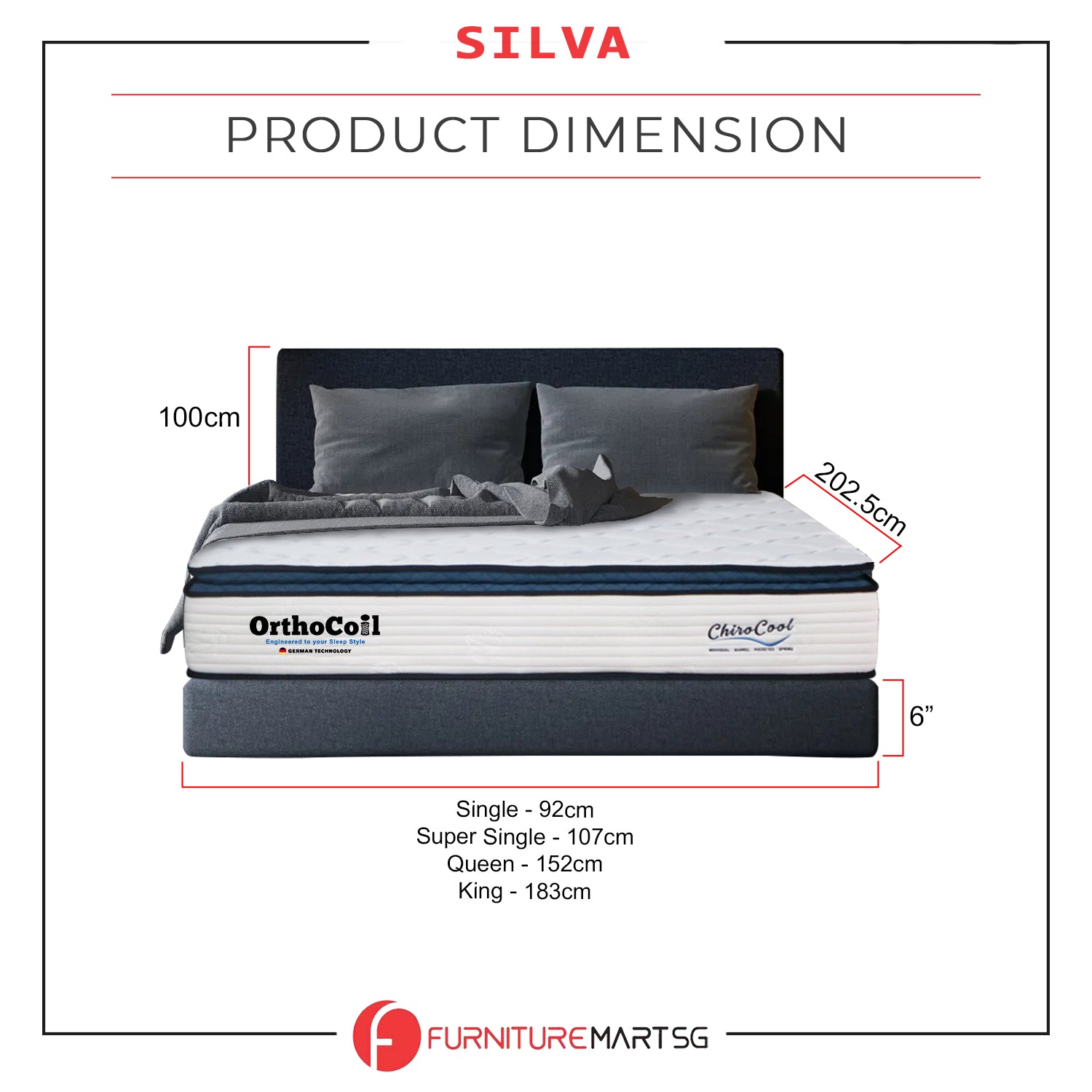 OrthoCoil Silva Divan Platform Bed Frame  - With Mattress Add-On Option - All Sizes Available