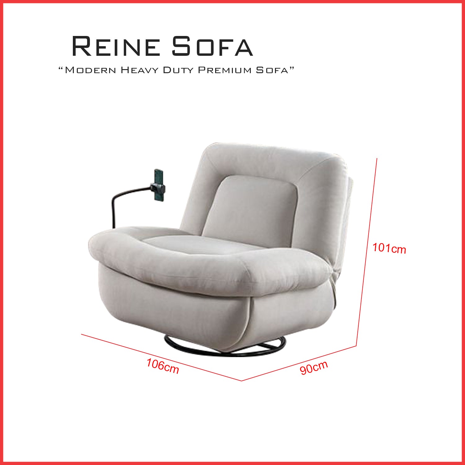 Reine 1-Seater Recliner Rocking Sofa with Phone Holder - PetFriendly in 2 Colours