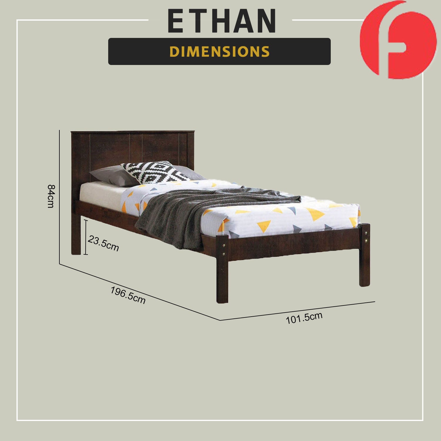 Ethan Single Pull-Out Bedframe MDF + Veneer Solid Wood Slatted Base  - w/ Mattress Option