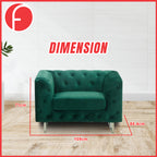 Nottingham Chesterfield 1 Seater Sofa In Green Velvet
