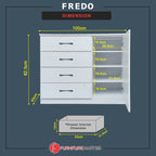Fredo Premium Chest of Drawers with Cabinet Full Laminated Back Panel in 6 Colours