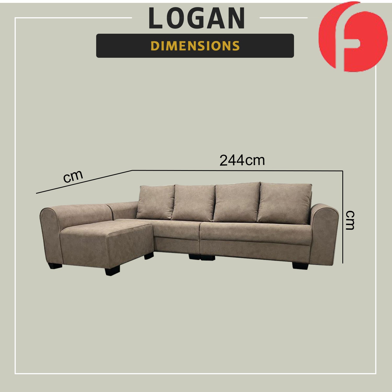 Logan 4 Seater With Chaise in 48 Colour - w/ PetFriendly Options