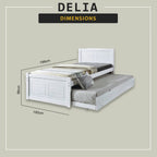 Delia Pull-Out Bed Frame Slatted Wood Base with Pull-out Bed w/ Mattress Option
