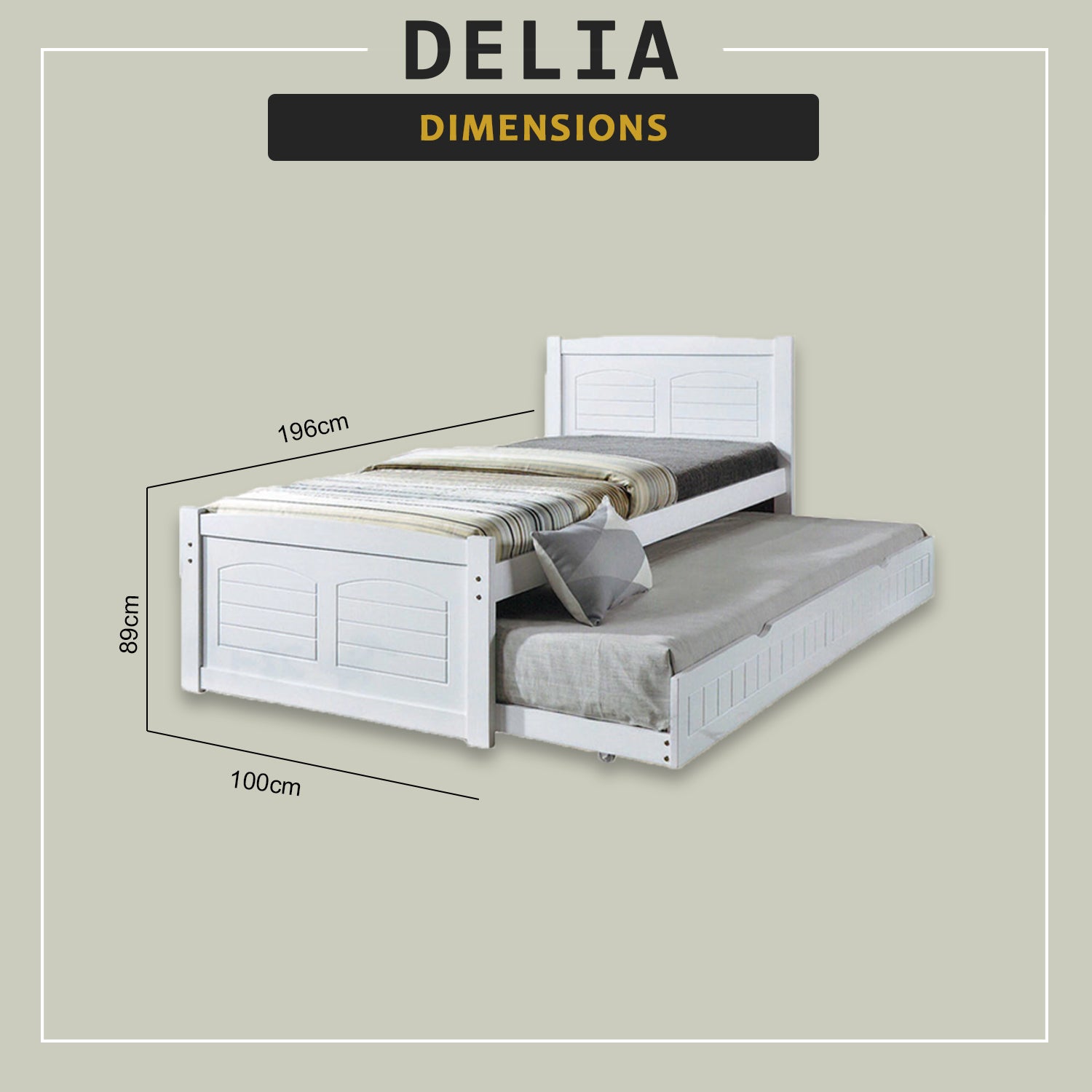Delia Pull-Out Bed Frame Slatted Wood Base with Pull-out Bed w/ Mattress Option