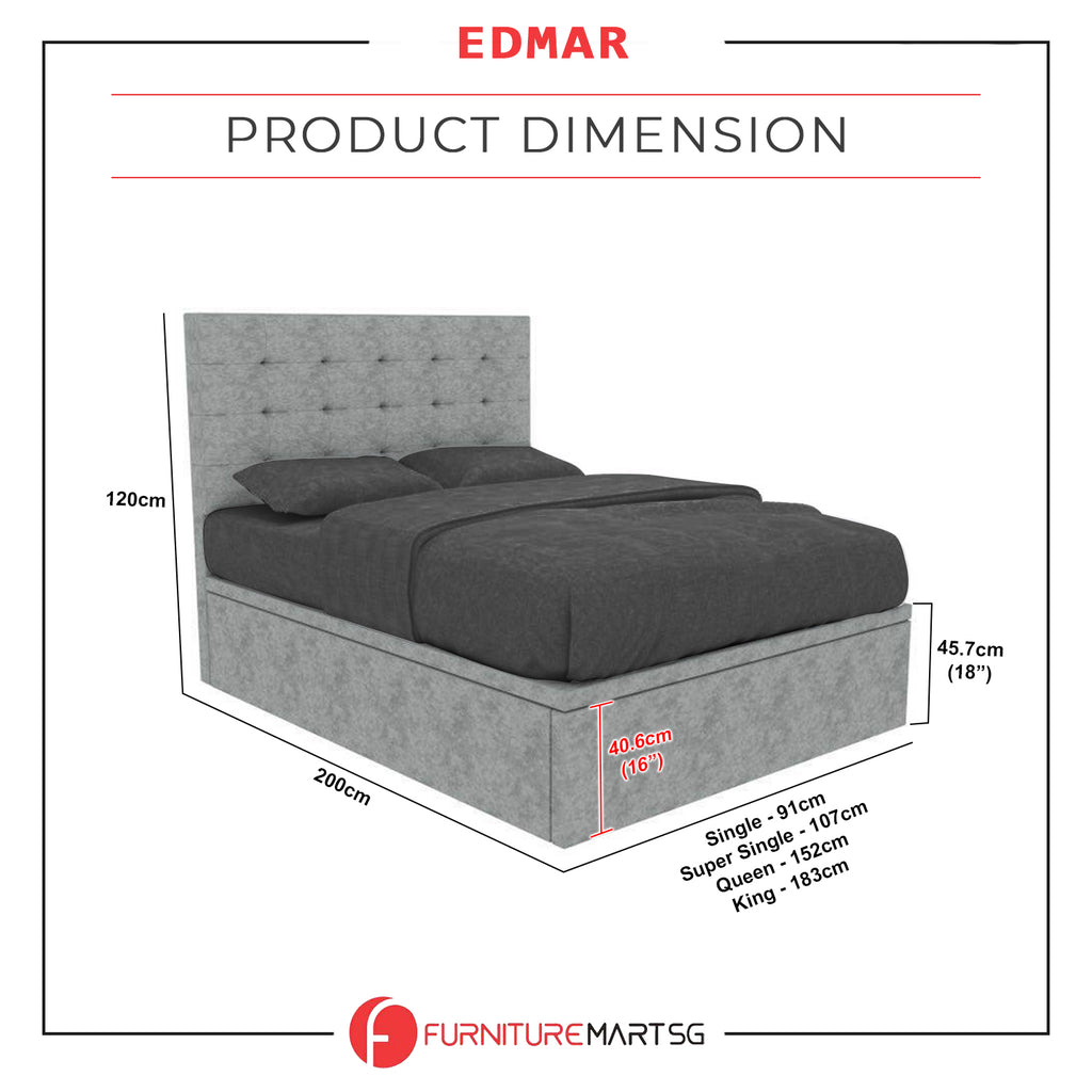 OrthoCoil Edmar 18" SBD Storage Bed Pet Friendly Scratch-proof Fabric - With Mattress Add-On
