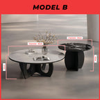LAVIE Premium Coffee Center Table 2-Piece Set with Tempered Glass Table Top