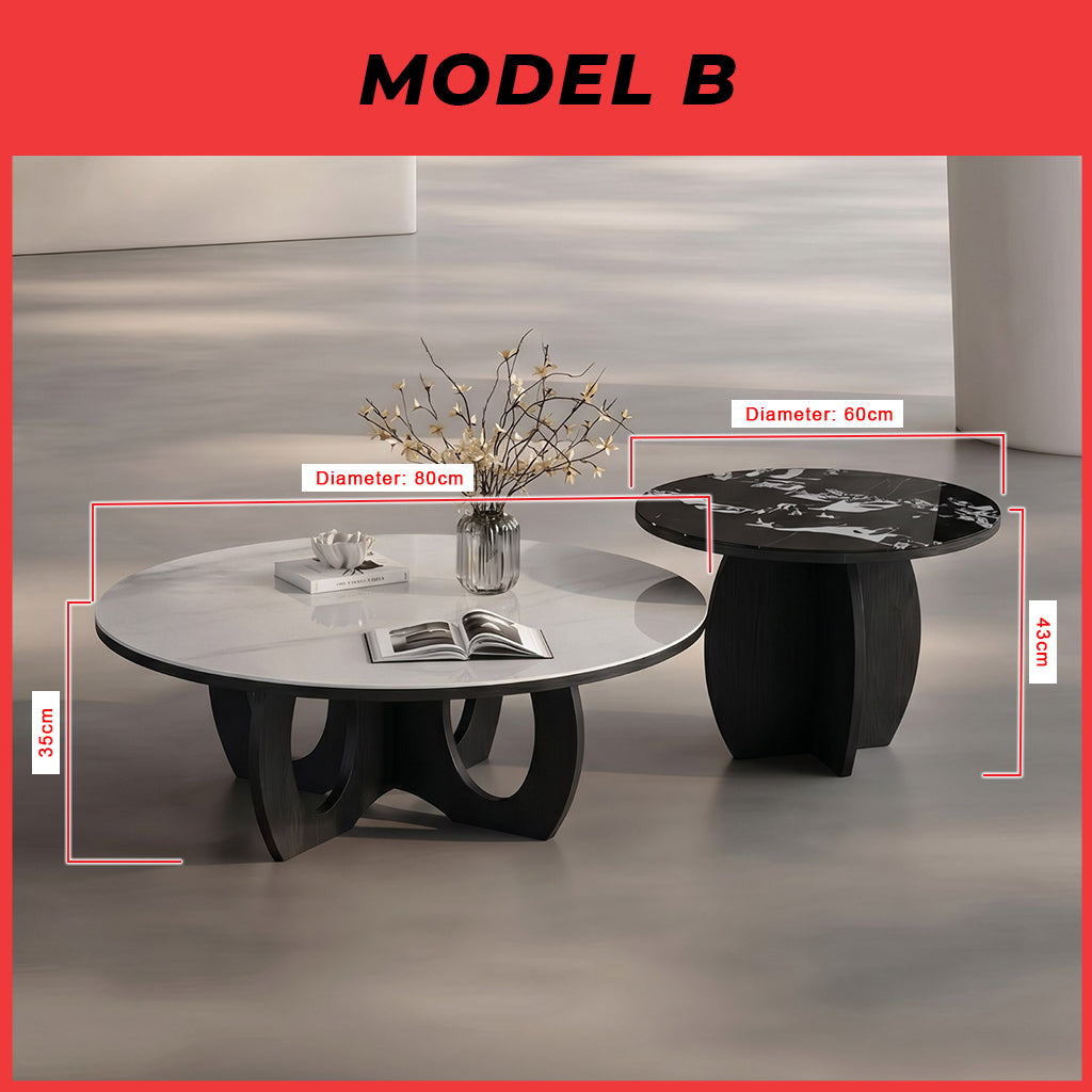 LAVIE Premium Coffee Center Table 2-Piece Set with Tempered Glass Table Top