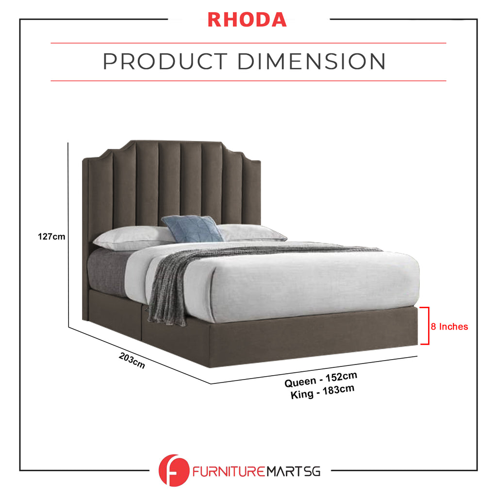 OrthoCoil Rhoda Queen/King Divan Bedframe Pet-Friendly Scratch-Resistant Fabric With Mattress Add-On Options