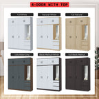 Sabine 4-Door Wardrobe Dresser with Top Combo with Mirror and Drawers in 6 Colours