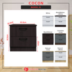 Cocon Premium Bedside Table 2-Drawer Full Laminated Back Panel in 6 Colours