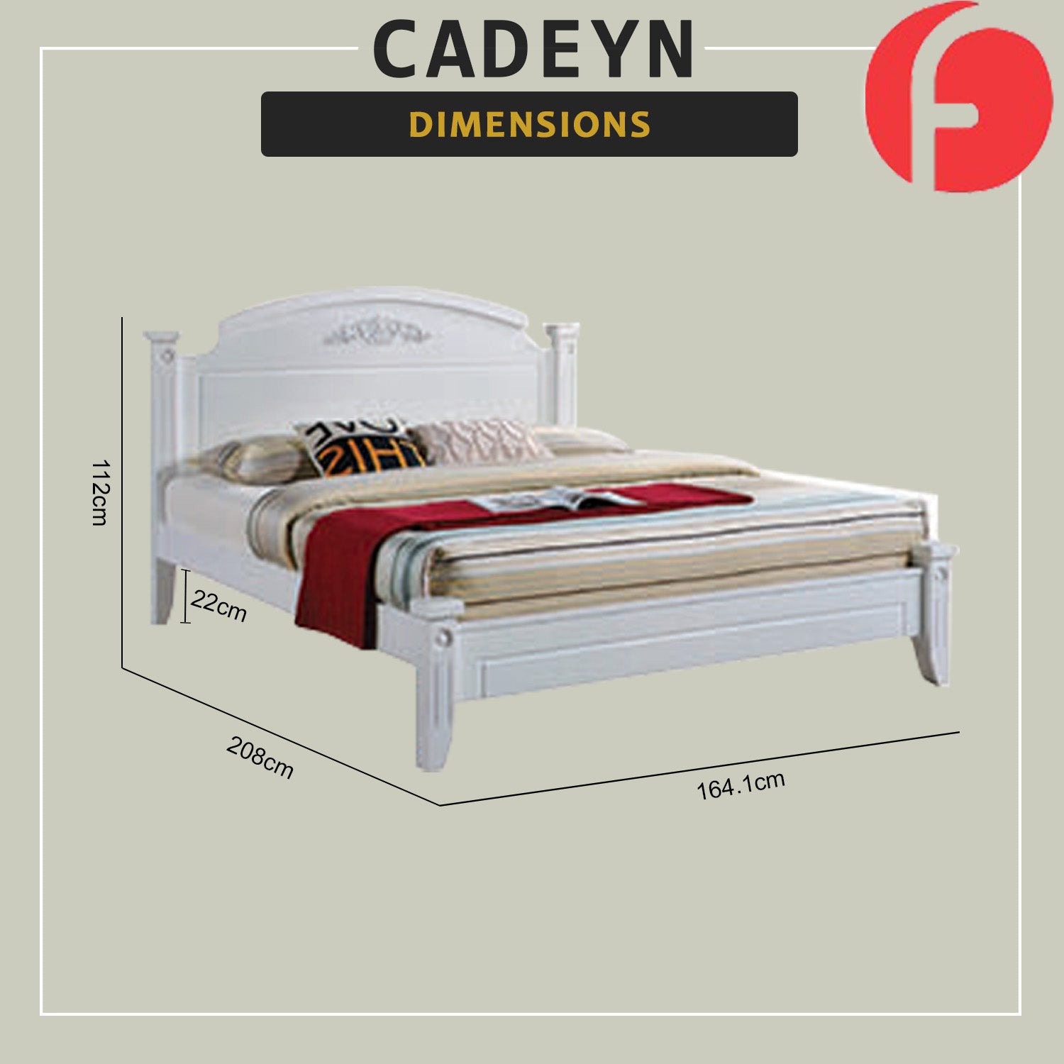 Cadeyn Wooden Bedframe Solid Wood With Plywood Base Queen Size - w/ Mattress Option