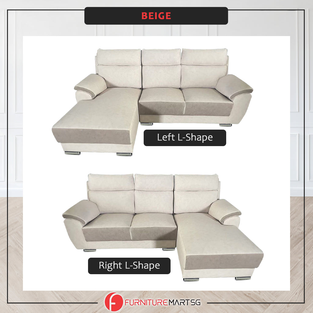 Becca 3-Seater L-Shaped Sofa with Chaise PetFriendly Fabric Scratch-Resistant
